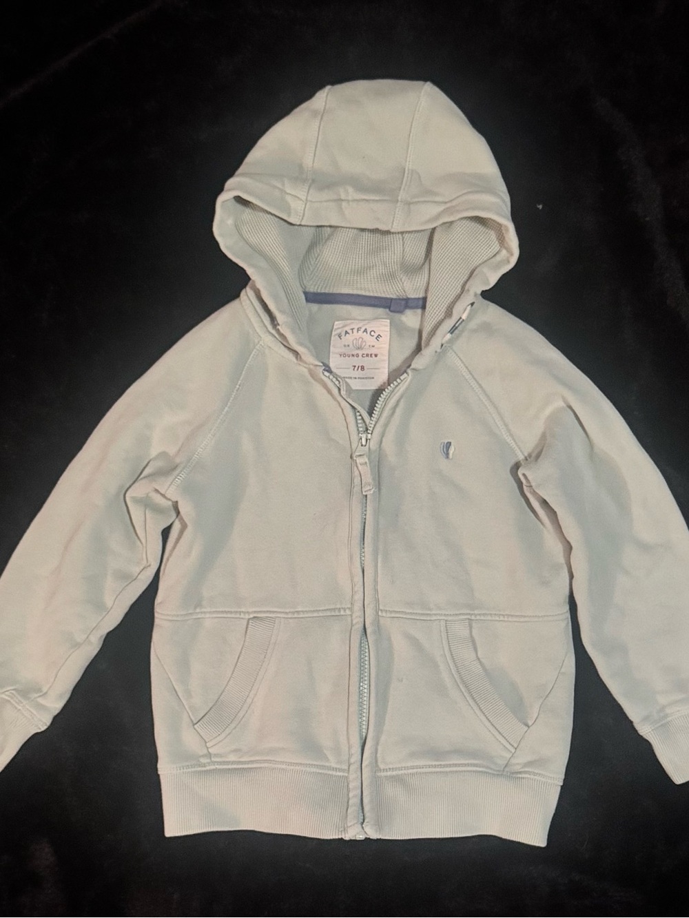 Fat Face Kids Cream Zip Hoodie with Front Pockets